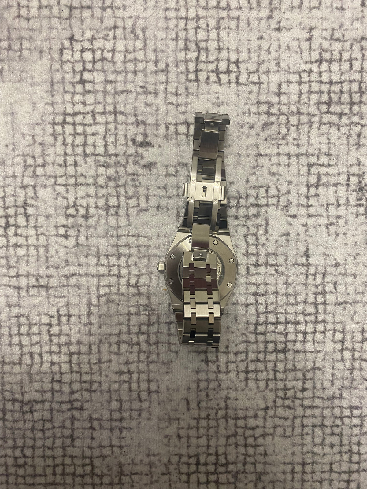 Montre Automatique — Boîtier Octogonal & Cadran Tapisserie Noir