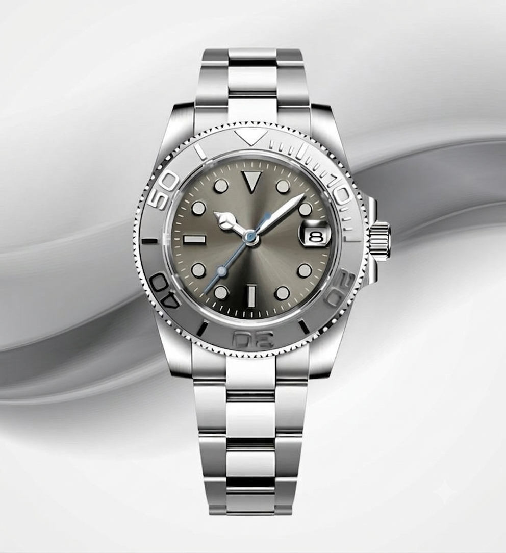 Montre de Plongée — Cadran Gris Anthracite & Lunette Relief