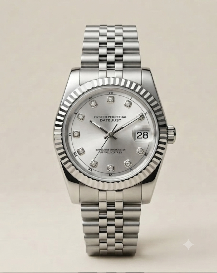 Montre Automatique — Cadran Argenté & Index Sertis