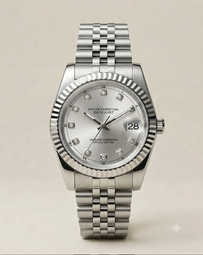 Montre Automatique — Cadran Argenté & Index Sertis