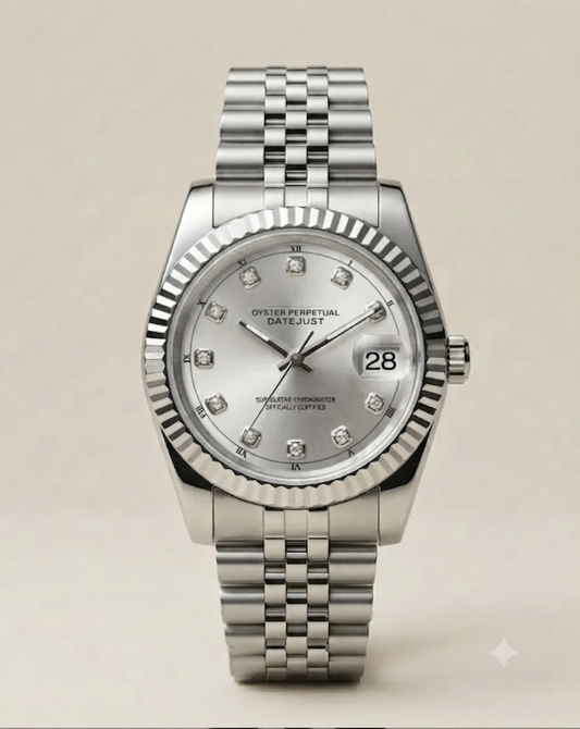 Montre Automatique — Cadran Argenté & Index Sertis
