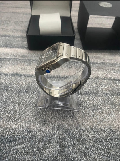 Montre Automatique — Boîtier Carré & Cadran Noir Intense