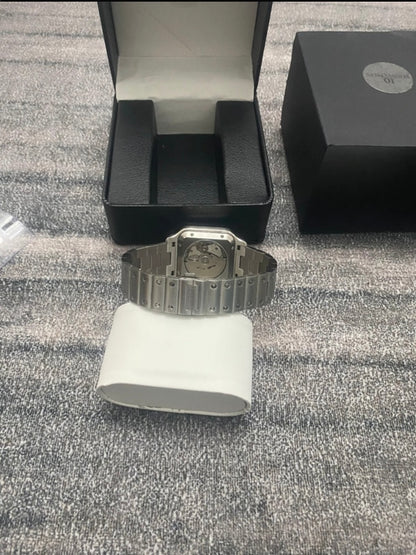 Montre Automatique — Boîtier Carré & Cadran Noir Intense