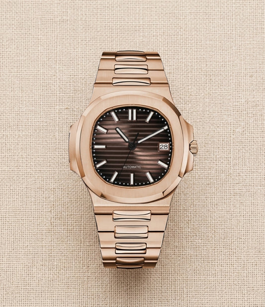 Montre Automatique — Boîtier Coussin Or Rose & Cadran Chocolat
